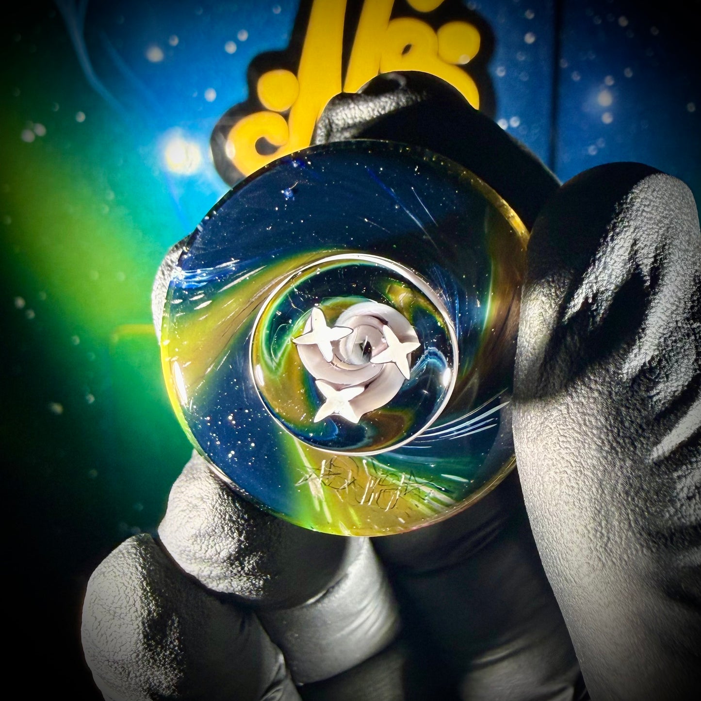 Alien Abduction Carb Cap - Classic Space w/Stick Figure Pearl