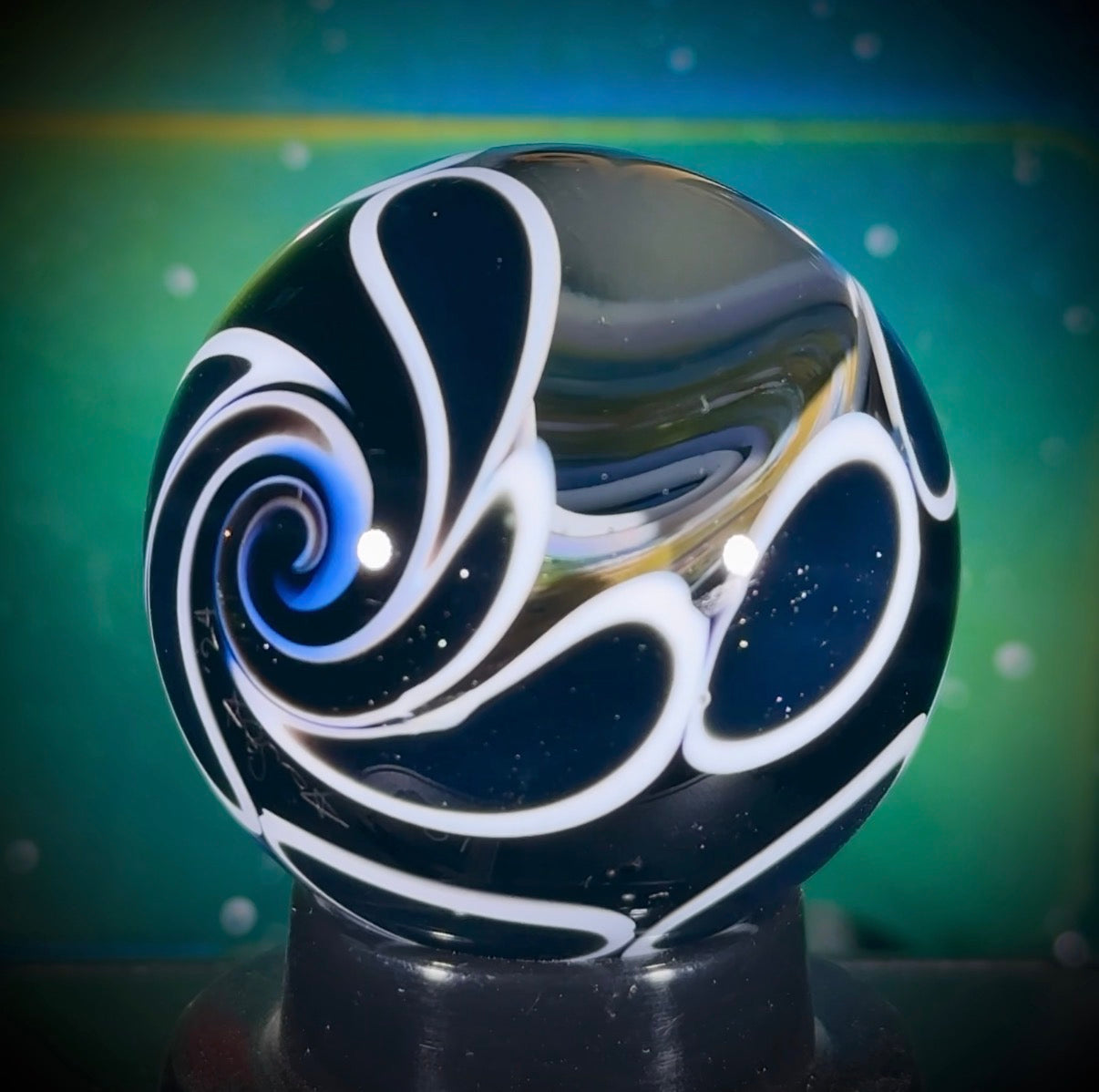 N8 Solo Twisted Double-Sided Vortex and Spiraling Stars Marble - 37mm