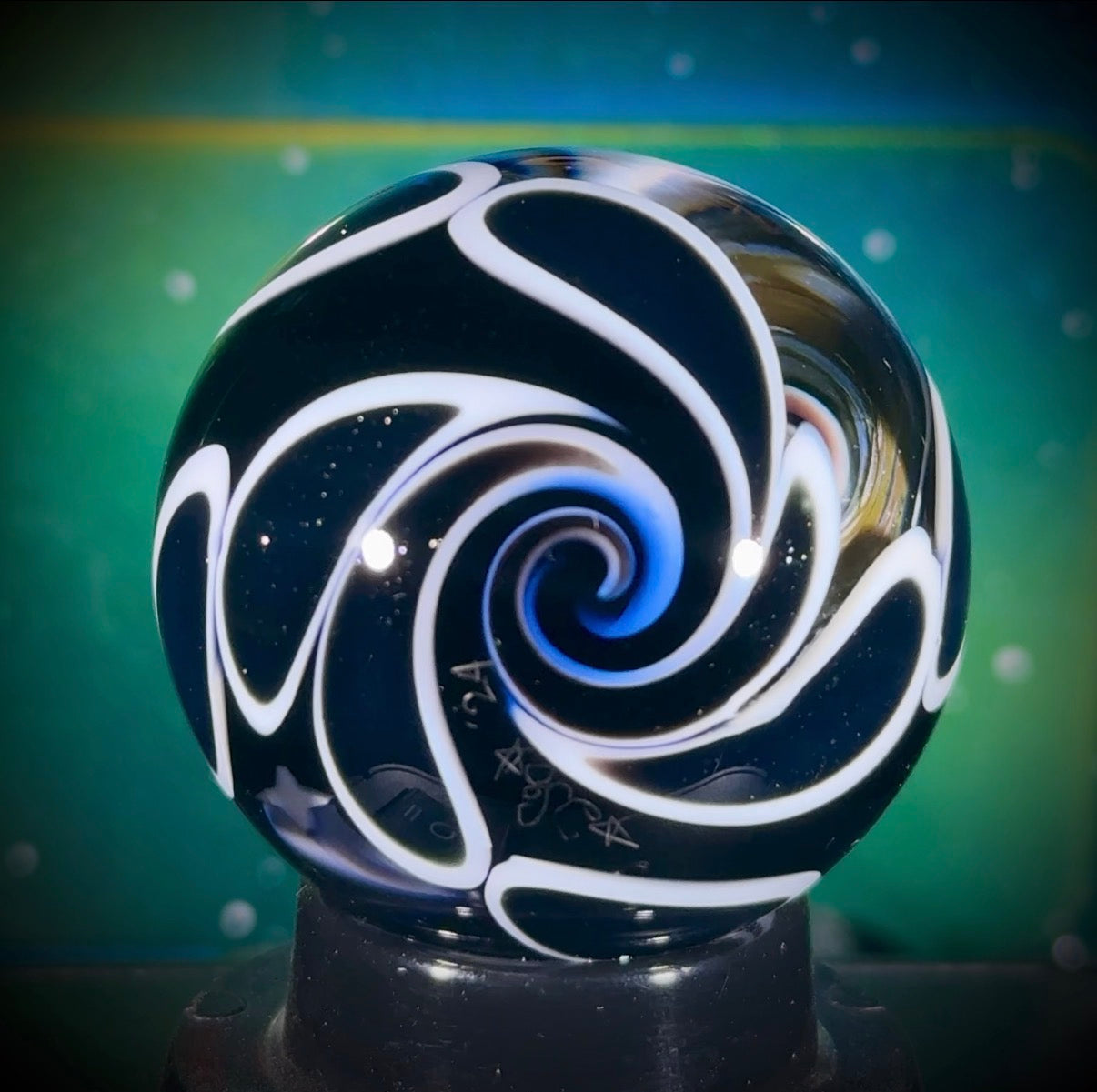 N8 Solo Twisted Double-Sided Vortex and Spiraling Stars Marble - 37mm