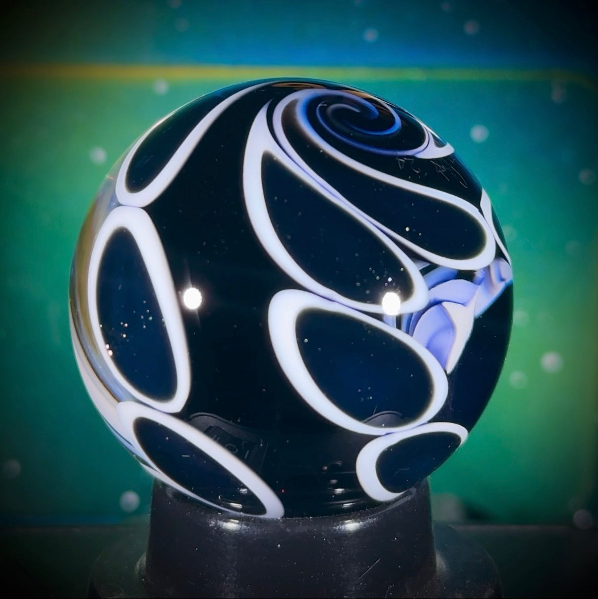 N8 Solo Twisted Double-Sided Vortex and Spiraling Stars Marble - 37mm