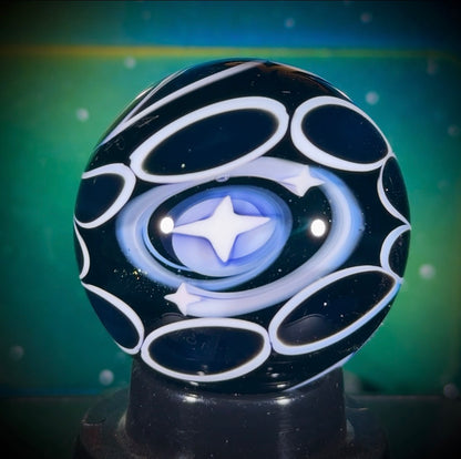 N8 Solo Twisted Double-Sided Vortex and Spiraling Stars Marble - 37mm
