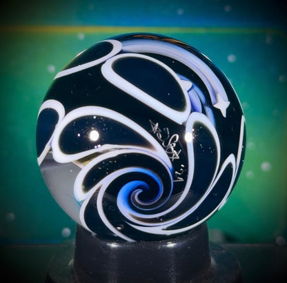 N8 Solo Twisted Double-Sided Vortex and Spiraling Stars Marble - 37mm
