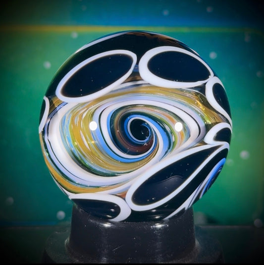 N8 Solo Twisted Double-Sided Vortex and Spiraling Stars Marble - 37mm