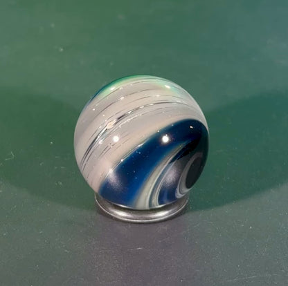 Deep Space-themed slurper marble with galaxy black sparkle and silver gold fuming