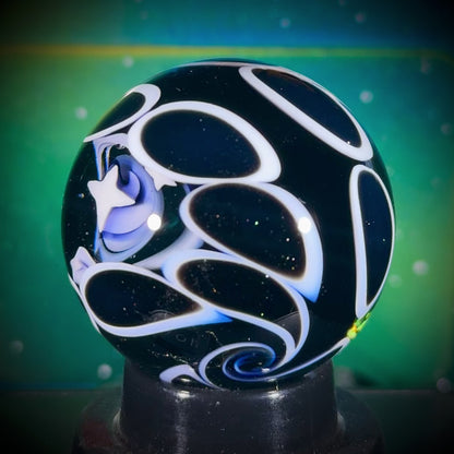 N8 Solo Twisted Double-Sided Vortex and Spiraling Stars Marble - 37mm