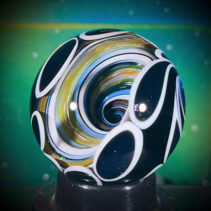 N8 Solo Twisted Double-Sided Vortex and Spiraling Stars Marble - 37mm