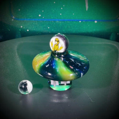 Alien Abduction Carb Cap - Classic Space w/Stick Figure Pearl