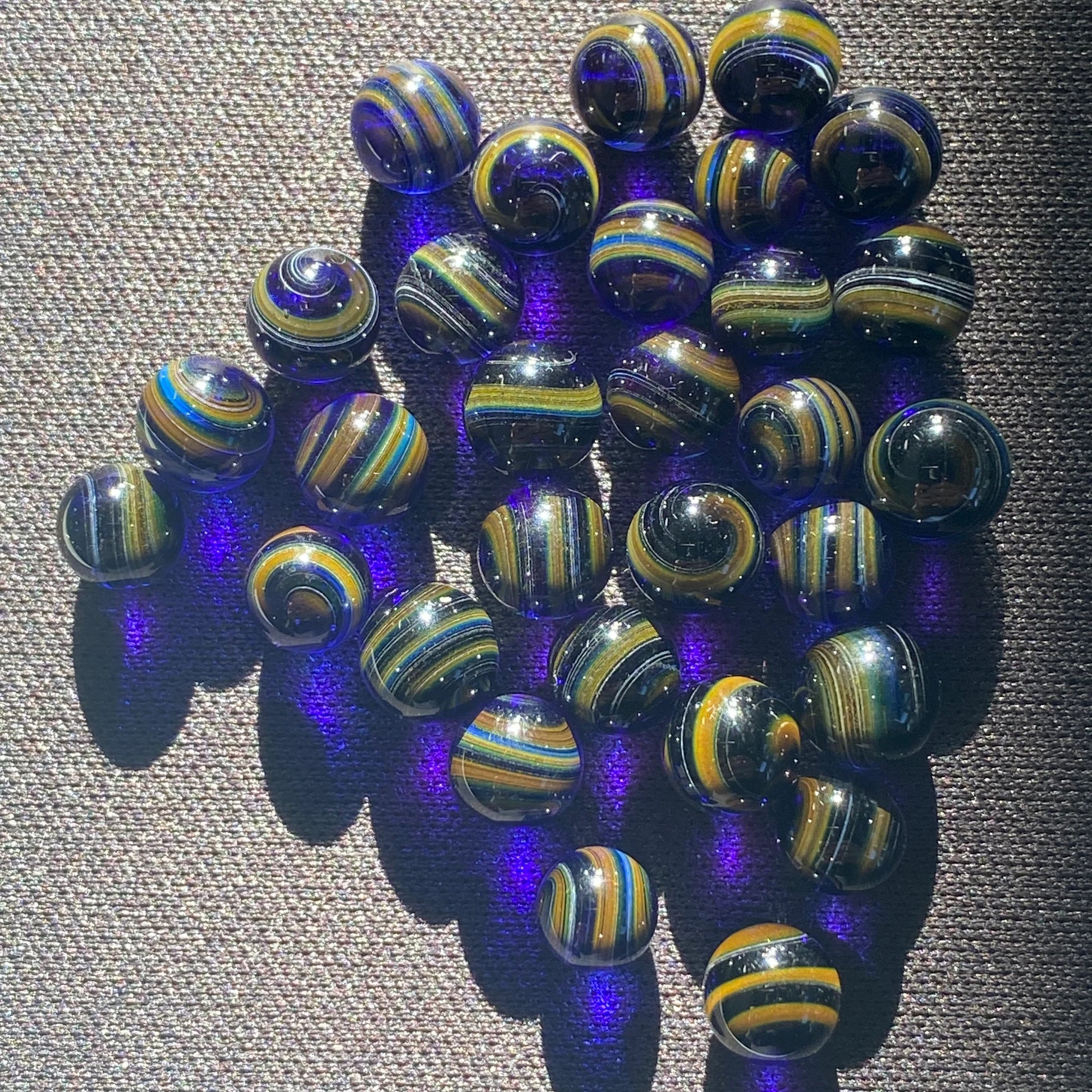 Space-themed terp pearls with galaxy black sparkle and silver gold fuming